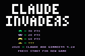 Claude Invaders atari screenshot