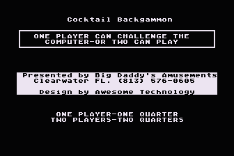 Cocktail Backgammon atari screenshot