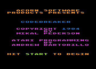 Codebreaker atari screenshot