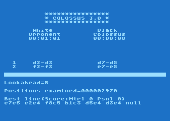 Colossus Chess 3.0 atari screenshot
