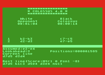 Colossus Chess 4.0 atari screenshot