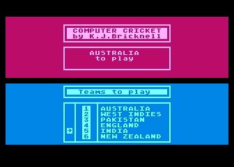 Computer Cricket atari screenshot