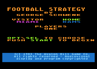 Computer Football Strategy atari screenshot