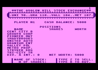 Computer Stocks and Bonds atari screenshot