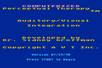 Computerized Perceptual Therapy - Auditory / Visual Integration  atari screenshot