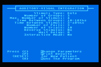 Computerized Perceptual Therapy - Auditory / Visual Integration  atari screenshot