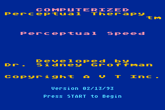 Computerized Perceptual Therapy - Perceptual Speed atari screenshot