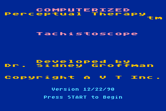 Computerized Perceptual Therapy - Tachistoscope atari screenshot