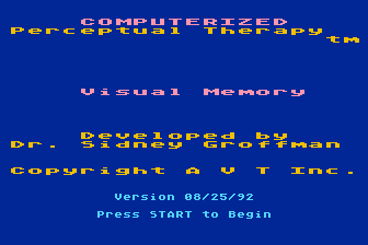 Computerized Perceptual Therapy - Visual Memory atari screenshot