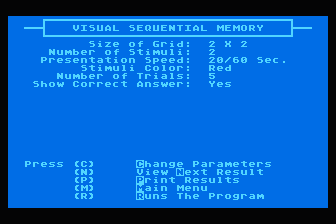 Computerized Perceptual Therapy - Visual Memory atari screenshot