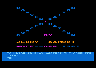 Concentration atari screenshot