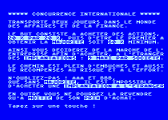 Concurrence Internationale atari screenshot