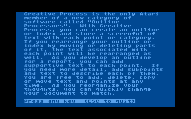 Creative Process atari screenshot