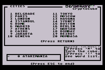 Crypto Cube atari screenshot