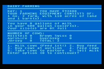 Dairy Farming atari screenshot