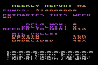 Dark Horse - A Presidential Primary Campaign Simulation atari screenshot