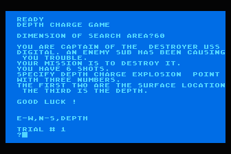 Depth Charge Game atari screenshot