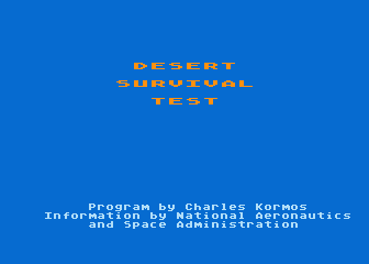 Desert Survival Test atari screenshot