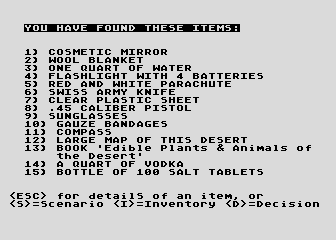 Desert Survival Test atari screenshot
