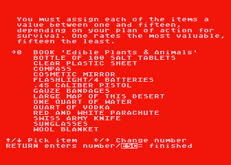 Desert Survival Test atari screenshot