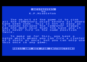 Destroyers atari screenshot