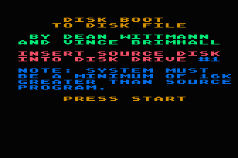 Disk Boot to Disk File — screenshot 1