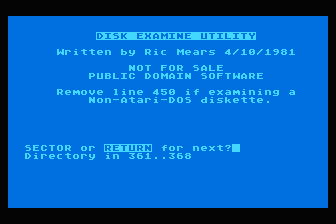 Disk Examine Utility atari screenshot