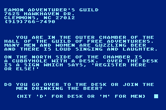 Eamon atari screenshot