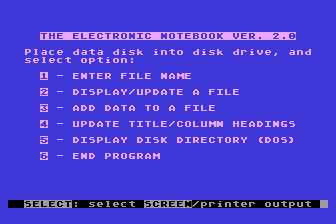 Electronic Notebook atari screenshot