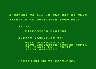 Elementary Biology atari screenshot