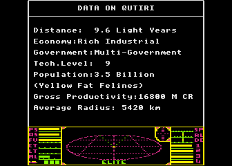 Elite atari screenshot