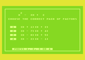 Factoring Trinomials atari screenshot