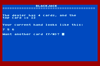 Fair Blackjack atari screenshot