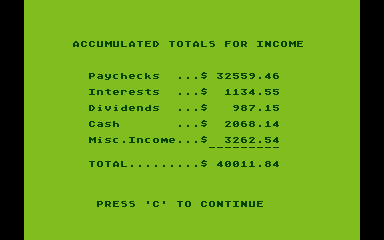 Family Cash Flow atari screenshot