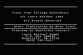 Final Four College Basketball atari screenshot