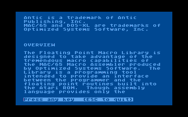 Floating Point Package atari screenshot