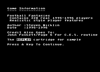Football Fantasies atari screenshot
