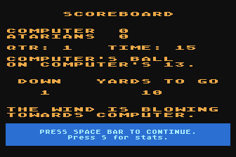 Football atari screenshot