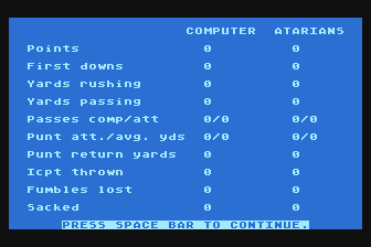 Football atari screenshot