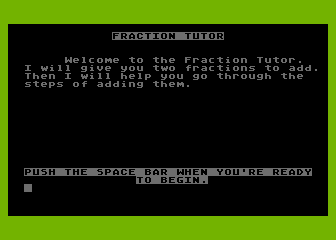 Fraction Tutor atari screenshot