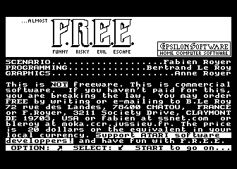 FREE - Funny Risky Evil Escape atari screenshot