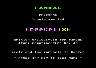 FreeCellXE atari screenshot