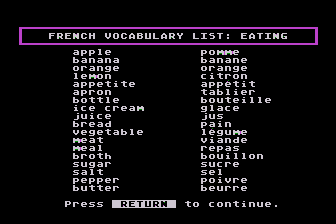 French Vocabulary Builder atari screenshot