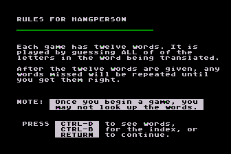 French Vocabulary Builder atari screenshot