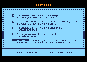 Funkcja Kwadratowa atari screenshot