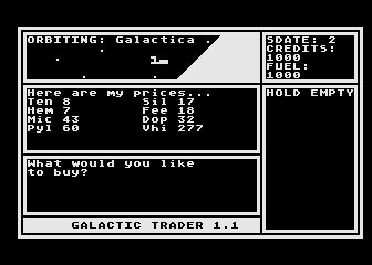 Galactic Trader atari screenshot