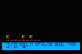Game of Hangman atari screenshot