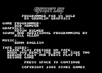 Gauntlet atari screenshot