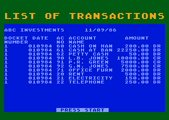 General Ledger atari screenshot