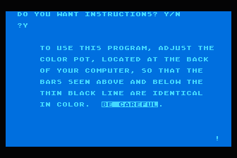 GTIA Color Alignment Program atari screenshot